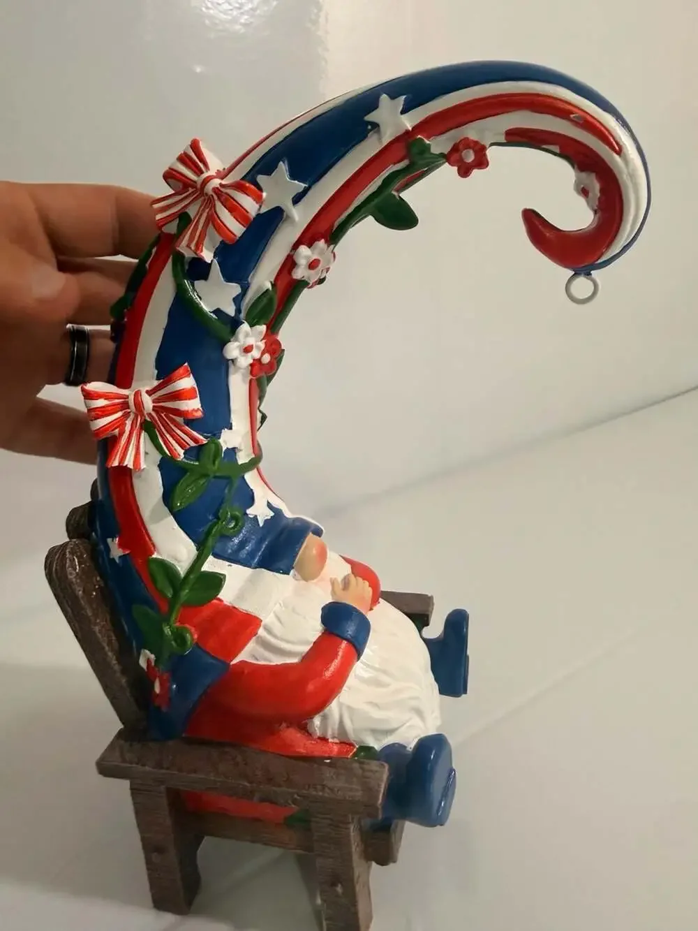 Patriotic/ Americana Polyresin Gnome with Dangling Legs Table Decor